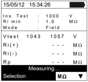 Opção Field Mode no teste de isolação HT Instruments