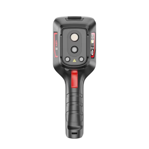 Câmera termográfica portátil industrial para inspeção rápida de painéis e conexões elétricas.
