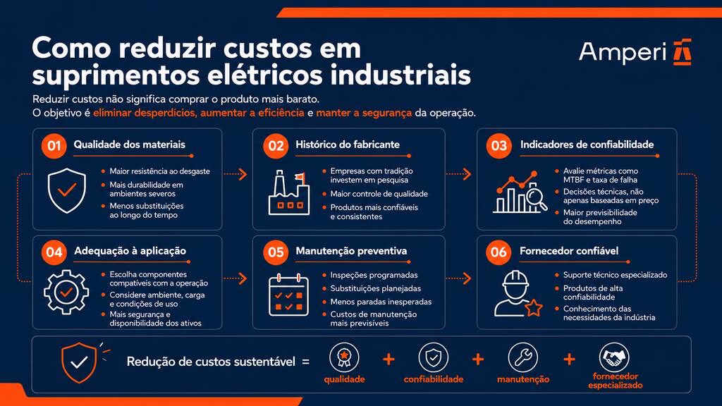 redu&ccedil;&atilde;o de custos suprimentos el&eacute;tricos industriais