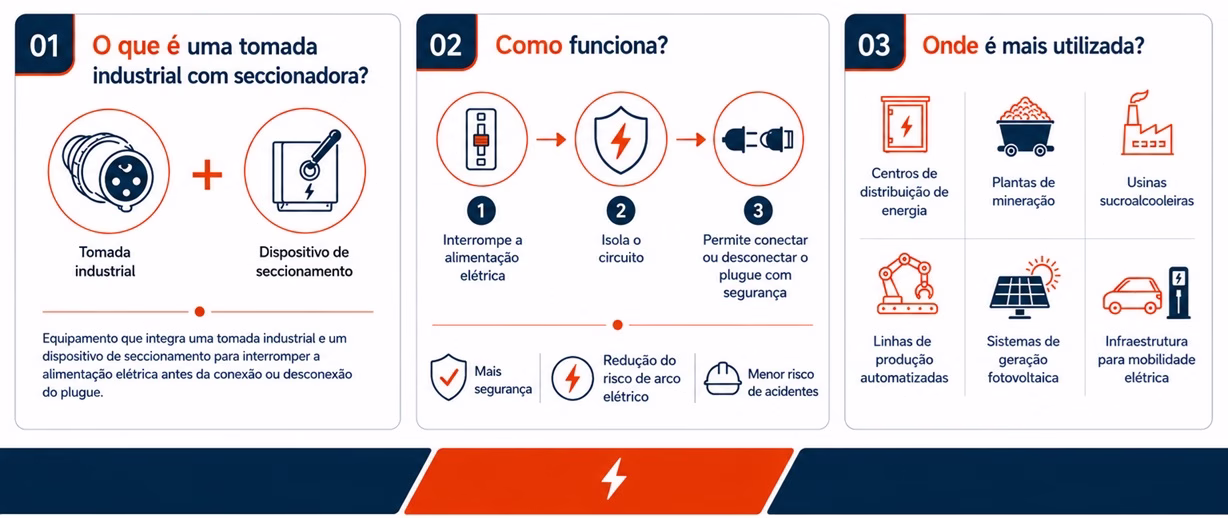 tomada industrial com seccionadora